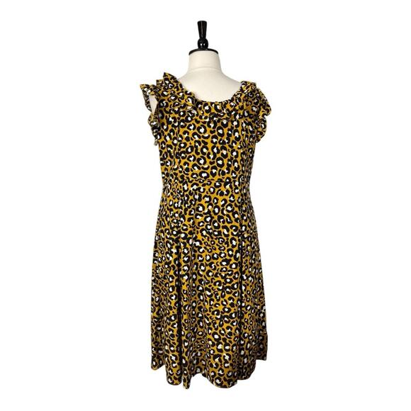 Who What Wear Midi Dress Ruffle Collar Yellow Leopard Women’s Plus Size XXL - Picture 5 of 13